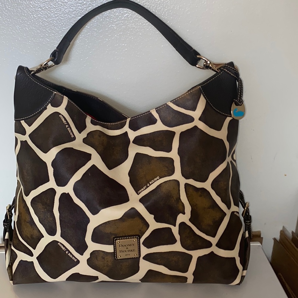 Dooney & Bourke Oversized Leather Hobo Shoulder Bag giraffe print.